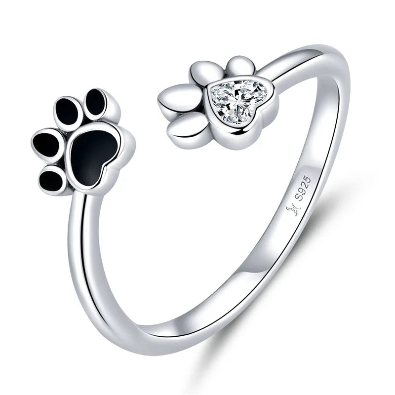 Adjustable Rings Real 925 Sterling Silver Stackable Engagement Zircon Open Size Rings For Women Jewelry