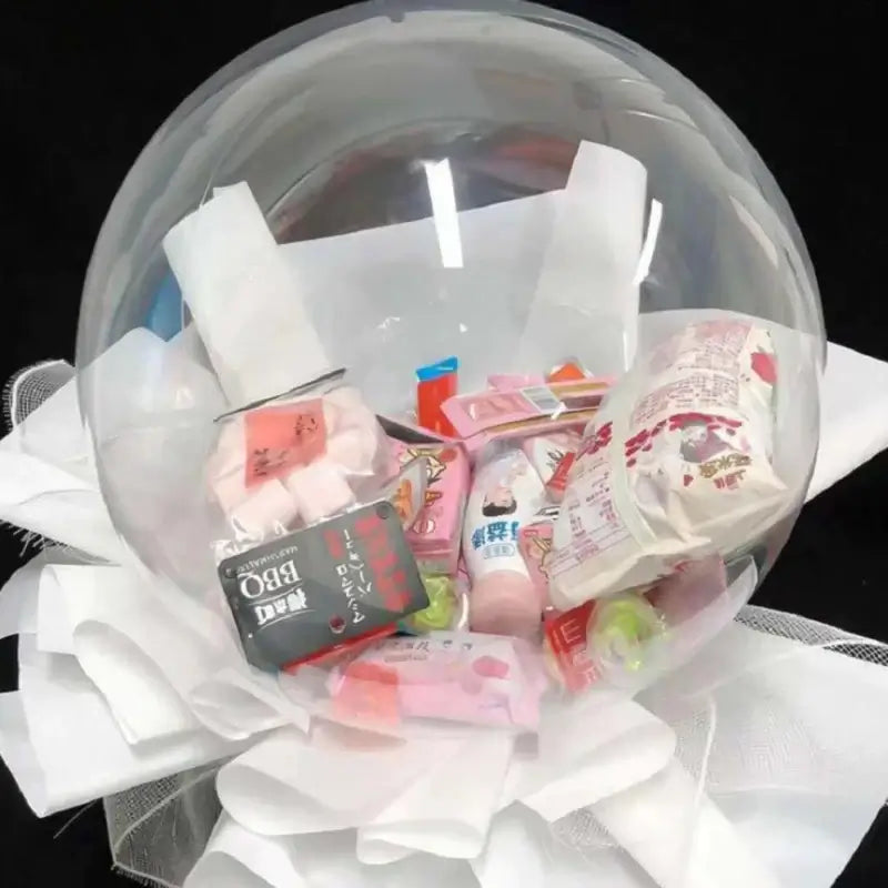 Large Wide Neck Transparent Bobo Balloon Flower Bouquet Doll Snack