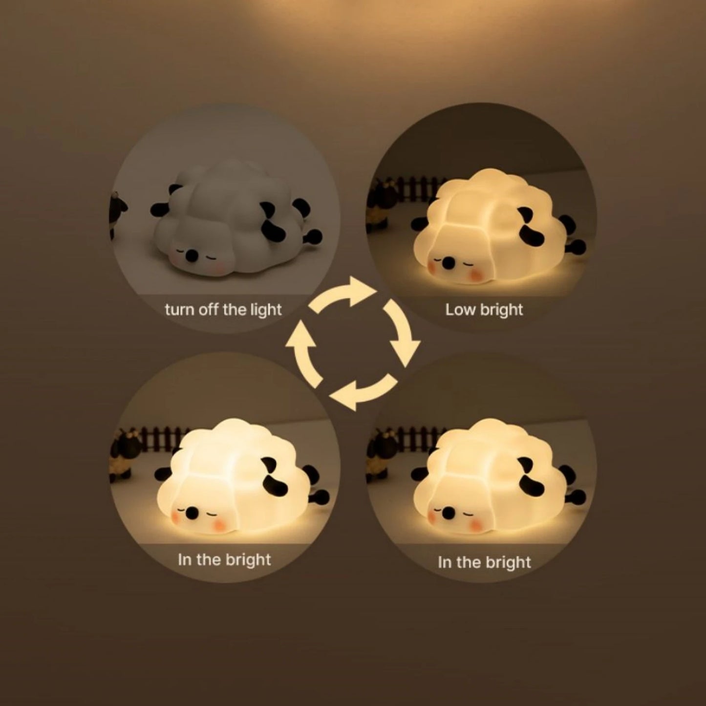Cute Silicone Night Lights Sheep Cartoon Bedroom Lamp for Children's