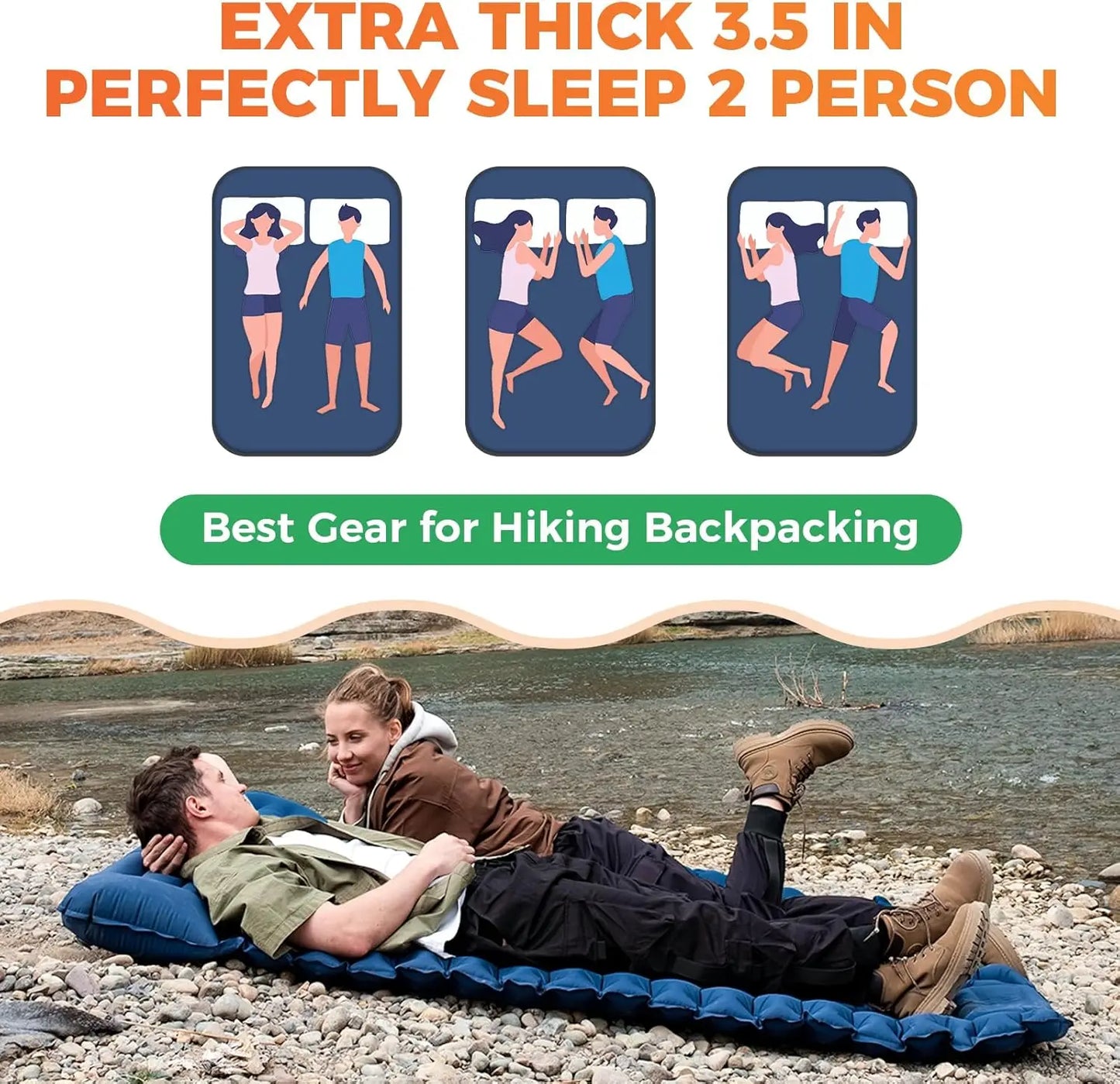 Double Sleeping Pad Outdoor Camping Double Inflatable Mattress Extra