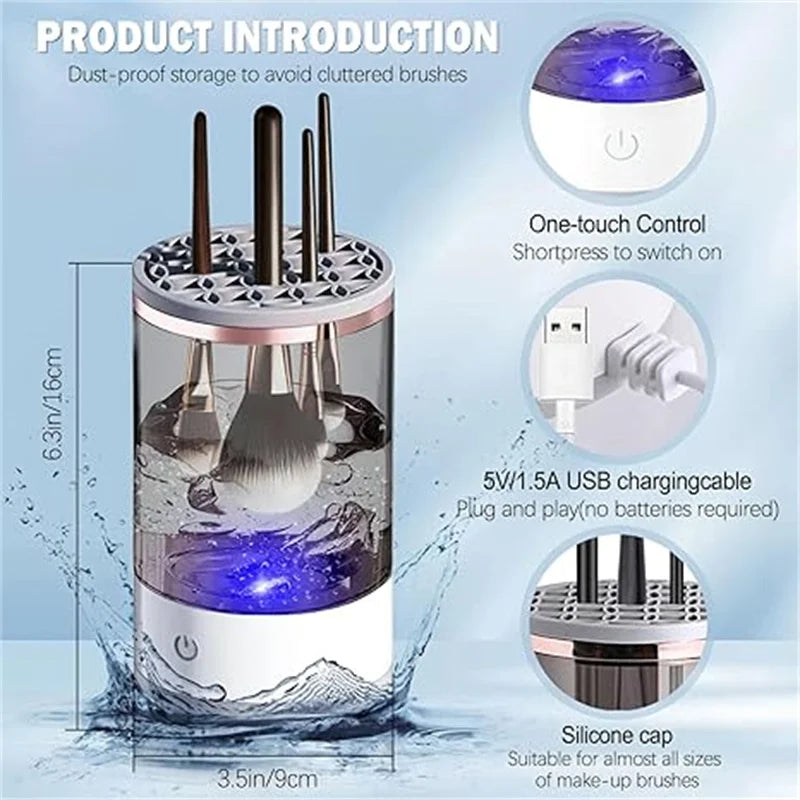 Electric Makeup Brush Cleaner Cosmetic Brush Cleaner Dryer Machine Automatic USB Make Up Brushes Cleaner Spinner Storage Tools