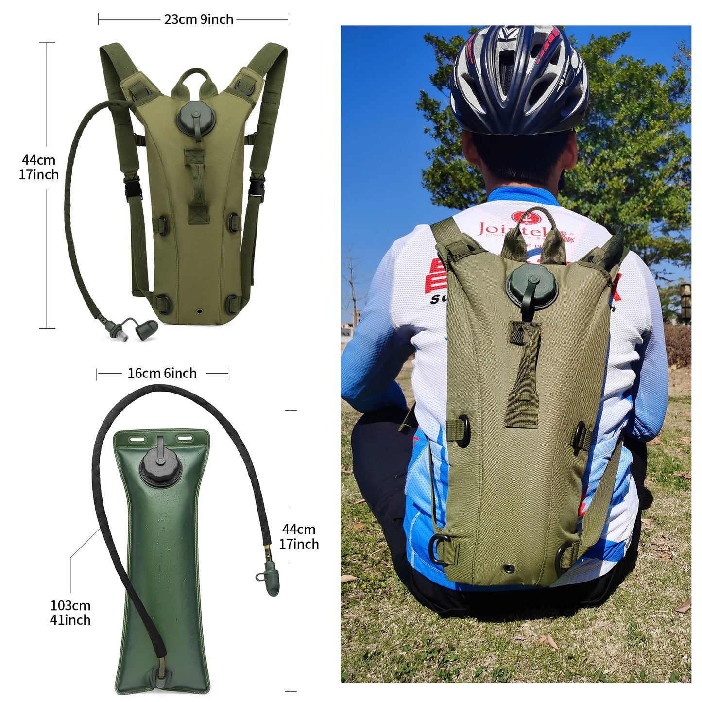 Tactical Water Hydration Pack - Military Class Camel Backpack with 3L