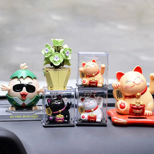Solar Waving Lucky Cat: Eco-Friendly Maneki Neko for Home and Office Good Fortune ACCHAMP Store