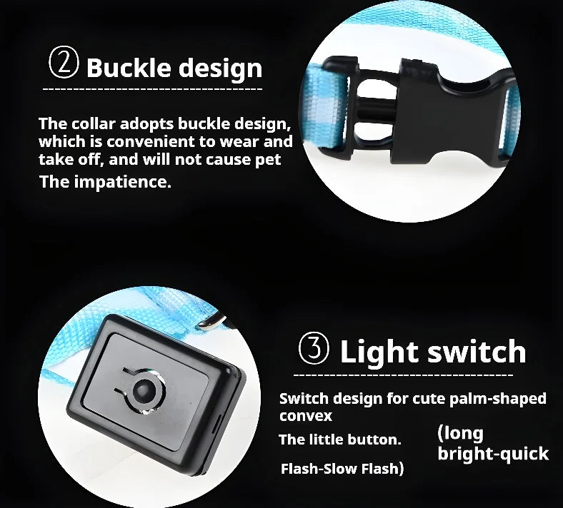 Dog Collar Nylon LED Night Safety Flashing Glow In The Dark Pet Dog Leash pet Dogs Luminous Fluorescent dog accessories collar