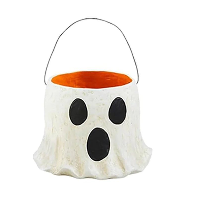 A95G Ghost Bucket Decor, Ghost Planter Pot, Ghost Bucket Vase, Halloween Ghost Bucket, Handmade Halloween Treat Buckets