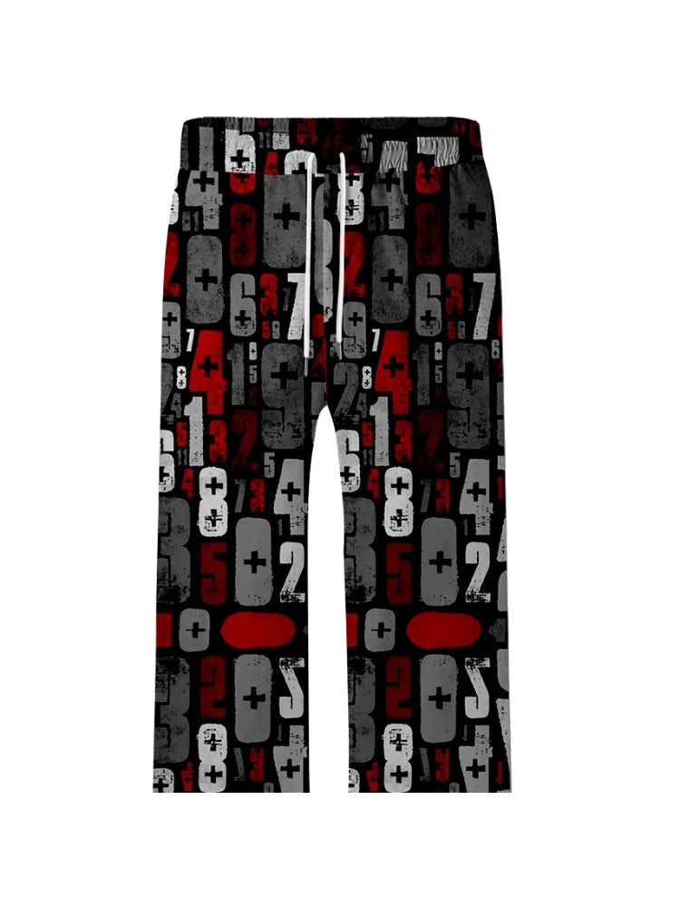 New 3D Digital Spring and Autumn Sleeper Pants for Summer Air Conditioning Room Thin Skin friendly Men's Sleeper Pants