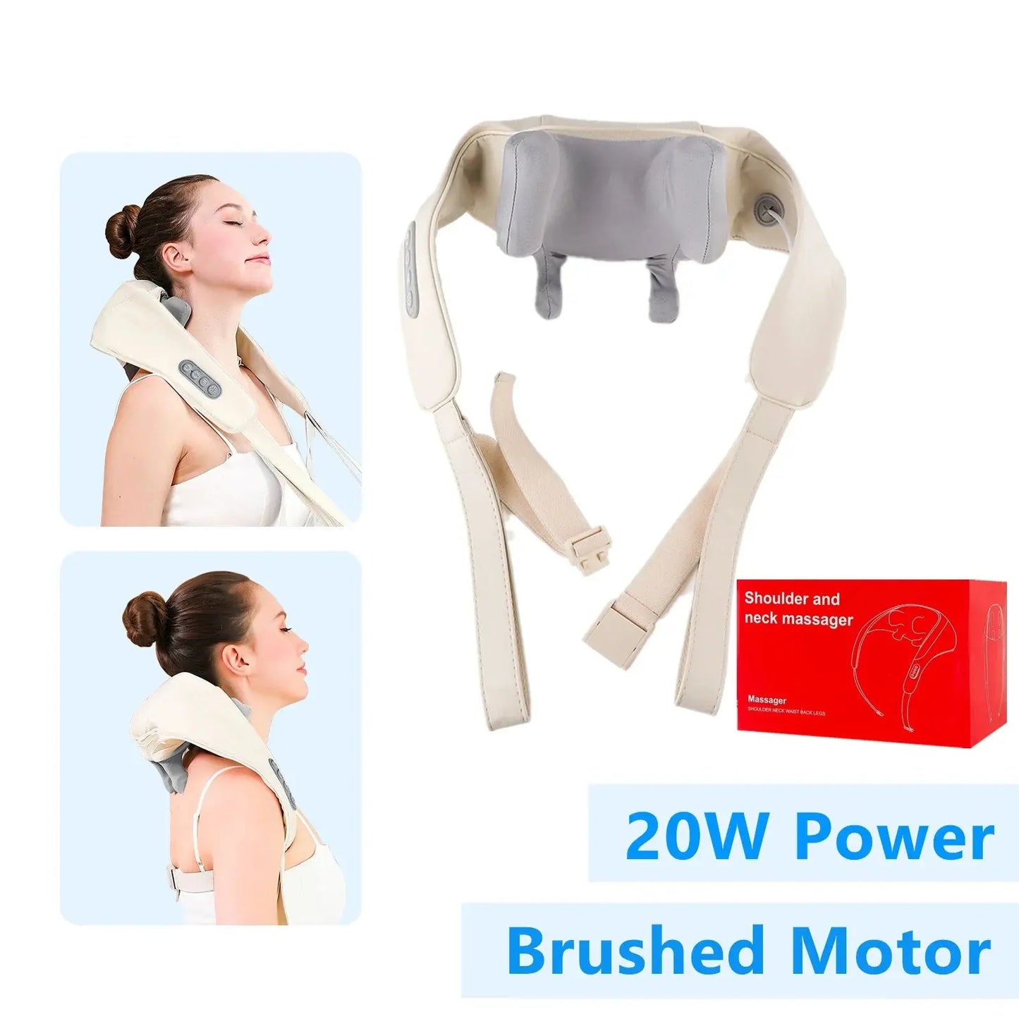 Foreverlily 26W Brushless Motor Neck And Shoulder Massager Wireless Shoulder And Back Kneading Massage Shawl Neck masajeador Foreverlily Korea Store
