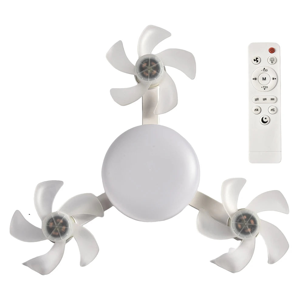 2 In 1 Hanging Fan with LED Light E27 Universal Dimming Drone Fan Silent Ceiling Drone Fan for Dining Room Bedroom Living Room