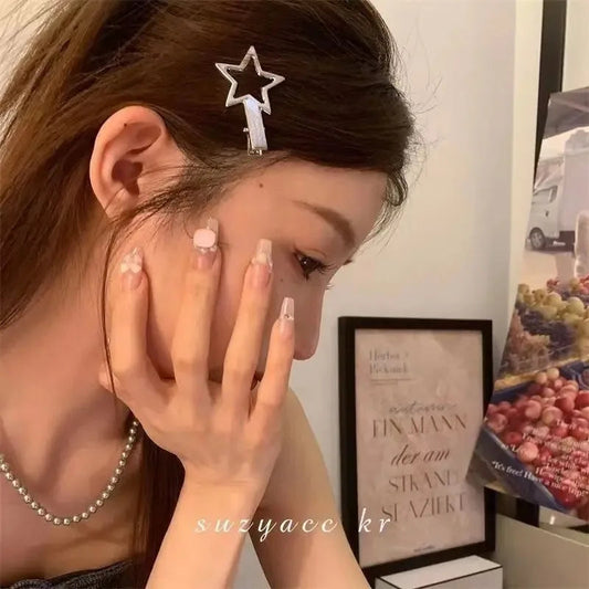 24Pcs/Set Y2K Silver Metal Hairpins for Women Girls Star Hair Clip Multiple Styles Seamless Duckbill Clip Girls Hair Accessoires Xihui Headwear Store