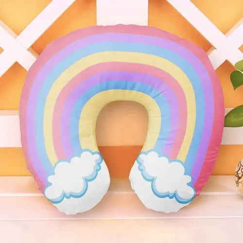 Cute Cartoon INS Style Travel Neck Pillow U-Shaped Panda Rainbow Cloud