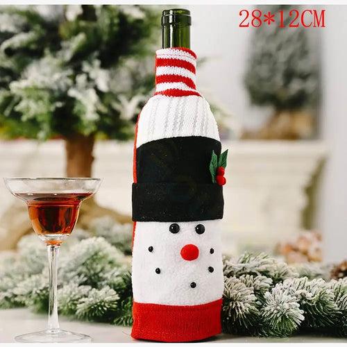 View details for Christmas Snowman Wine Bottle Cover Set Santa Claus Bottle Sweater