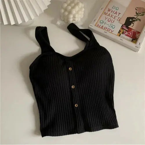 Stylish Women's Summer Crop Top with Built-In Bra Pads