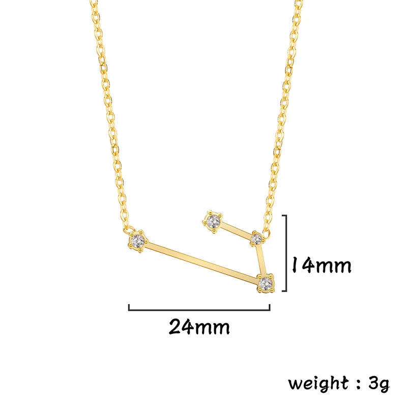 Lucktune Zircon Constellation Pendant Necklace Libra Virgo Zodiac Necklace for Women Stainless Steel Birthday Jewelry Gifts 2025 lucktune Official Store