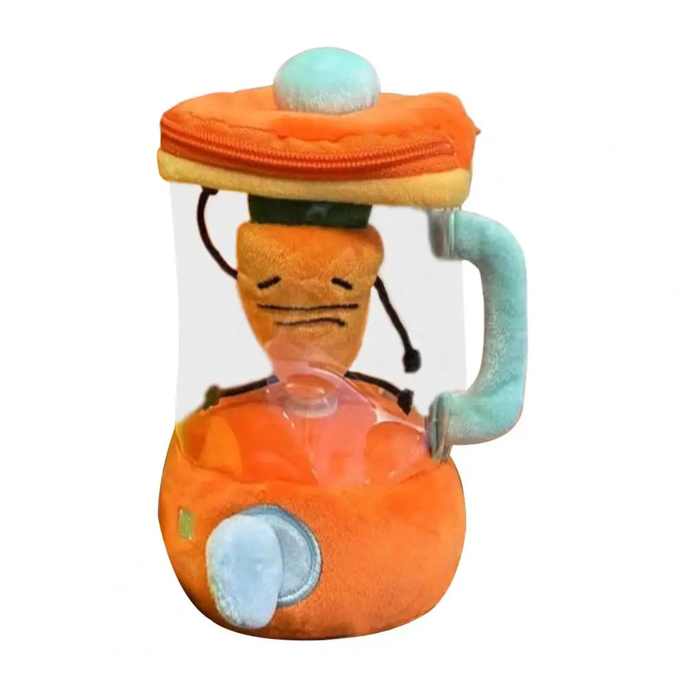 Carrot Blender Plush Toy Fun Drawstring Rotating Stuffed Vegetable Doll 6 Inches Interactive Wind-up Carrot Juicer Plush Toy