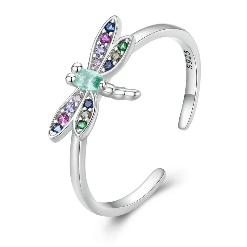 Adjustable Rings Real 925 Sterling Silver Stackable Engagement Zircon Open Size Rings For Women Jewelry