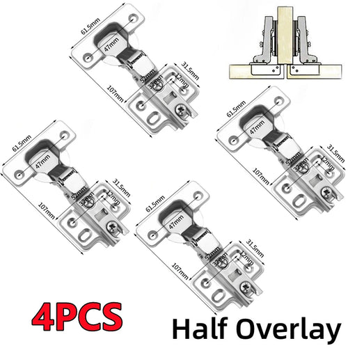 New 4/2/1Pc Stainless Steel Cabinet Door Hinges Hydraulic Damper