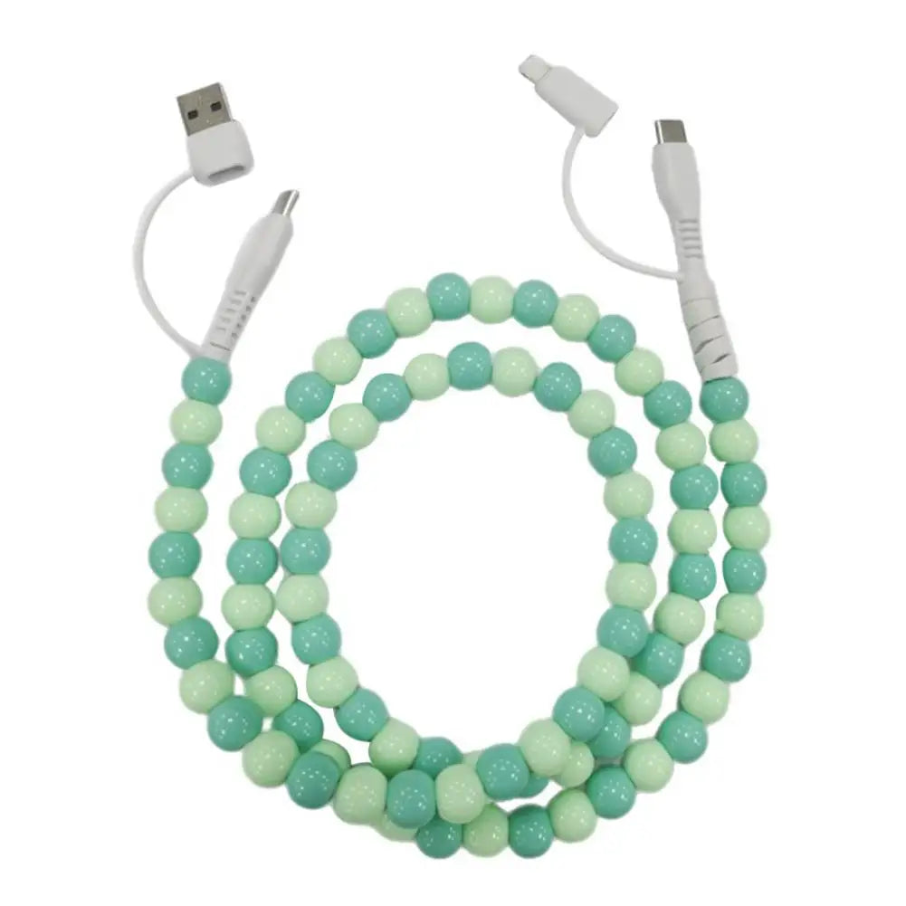 4-in-1 Beaded Charging Cable – 66W Fast Charge for All Devices!