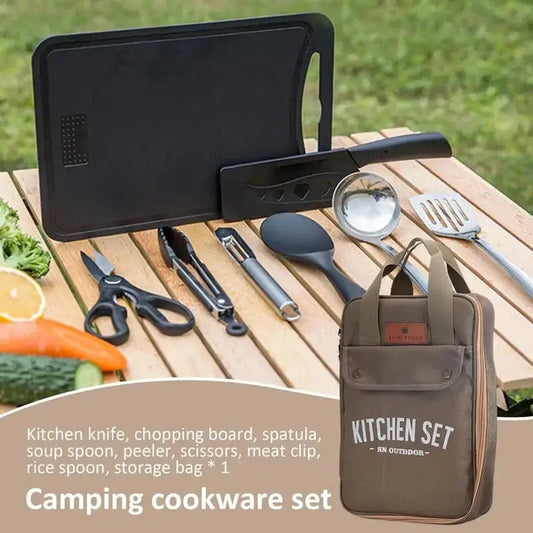 8pcs Camping Kitchen Cookware Set Portable Outdoor Travel Utensils AliExpress