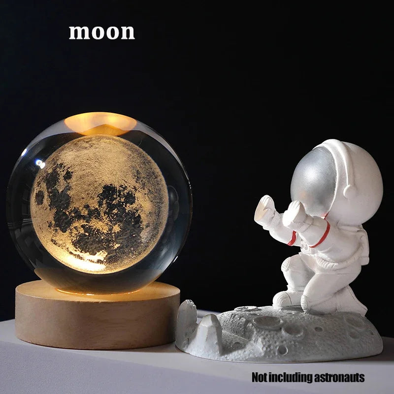 Crystal Ball Night Lights Glowing Sea Jellyfish Astronaut Table Lamp USB Atmosphere Lamp Table Decorations Kid Gifts Night Lamp