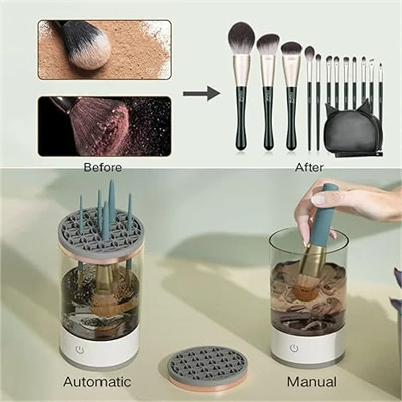 Electric Makeup Brush Cleaner Cosmetic Brush Cleaner Dryer Machine Automatic USB Make Up Brushes Cleaner Spinner Storage Tools