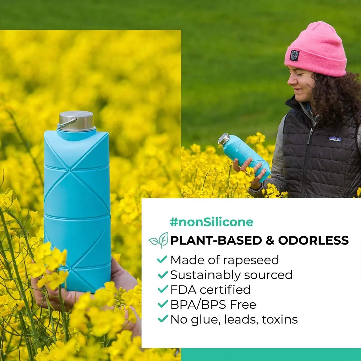 1Pc 750Ml Collapsible Water Bottle Leakproof Valve Reusable Silicone