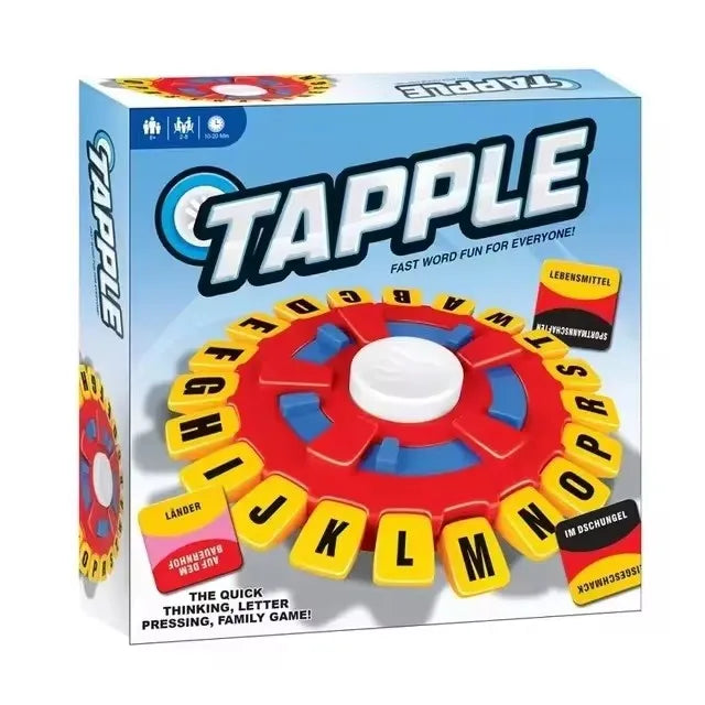 New Spanish Word Game Fast-Paced Family Board Game The Quick Thinking Letter Pressing Tapple Games versión en español