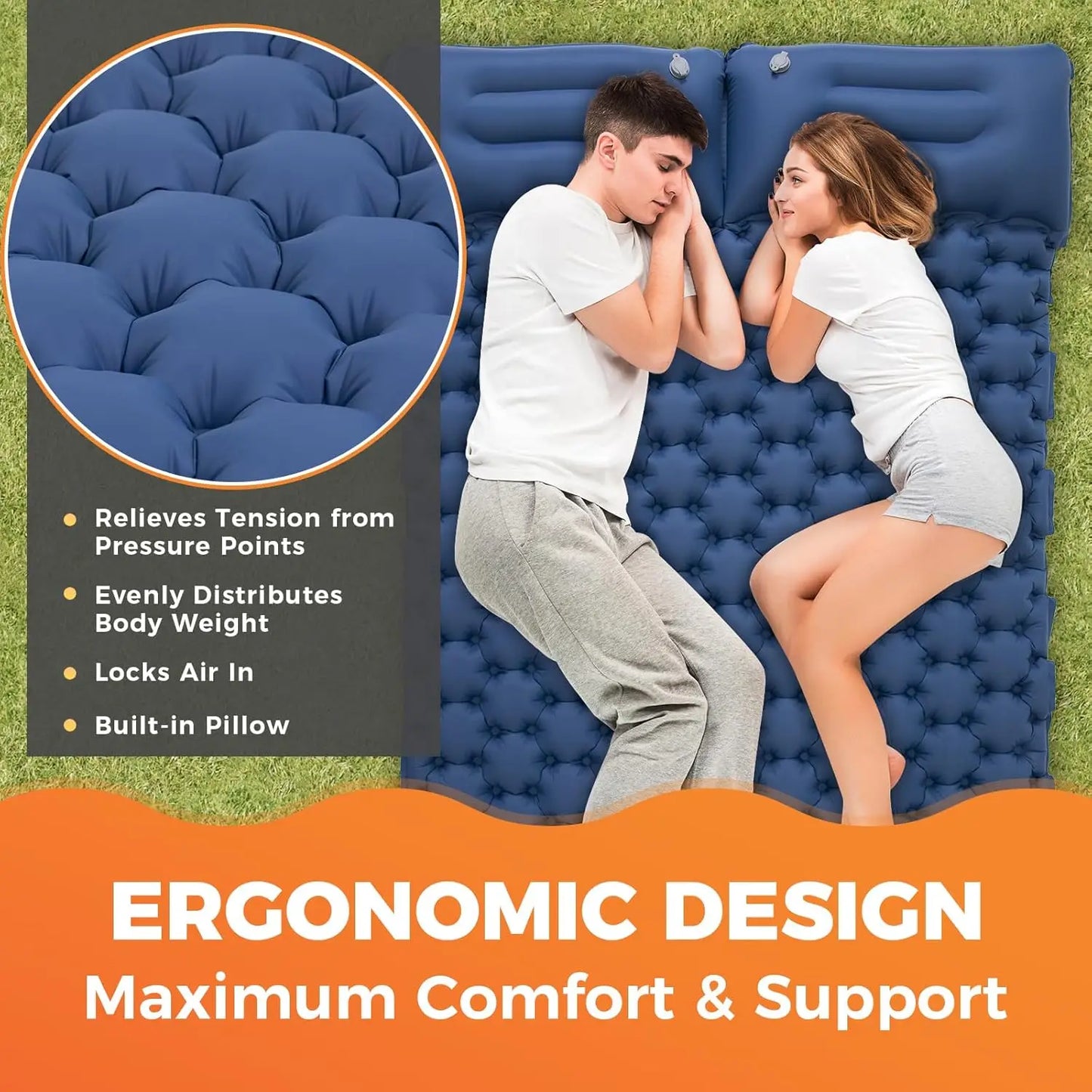 Double Sleeping Pad Outdoor Camping Double Inflatable Mattress Extra