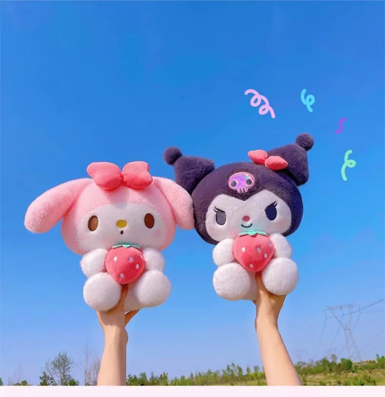 22/35cm Sanrio Strawberry Kuromi Pillow Plush Toy Girls Soft Stuffed Animal Toys Strawberry Melody Doll Gift