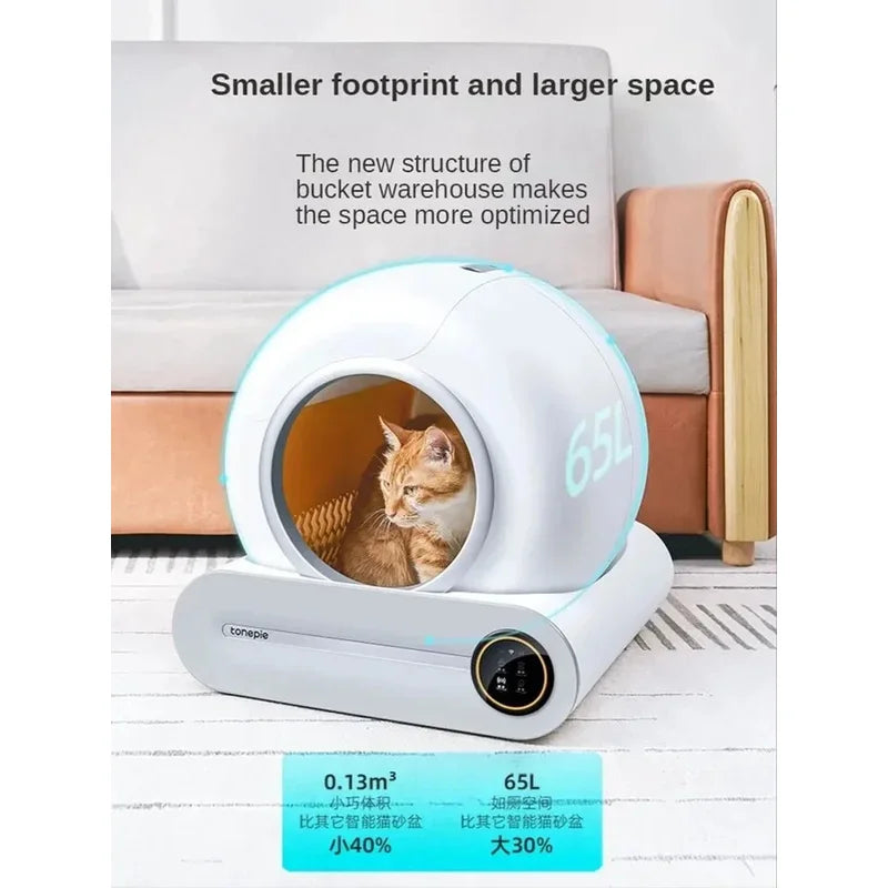 Tonepie-automatic smart litter box for cats, self-cleaning, fully closed, 65L, pet litter tray All-purpose Storage Supplies Store