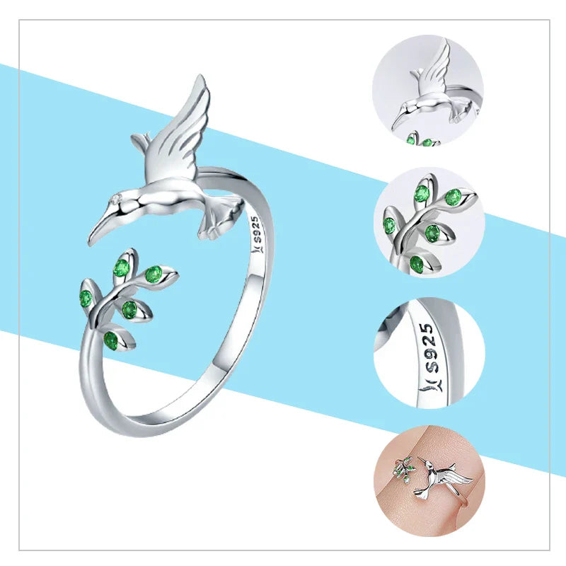 Adjustable Rings Real 925 Sterling Silver Stackable Engagement Zircon Open Size Rings For Women Jewelry