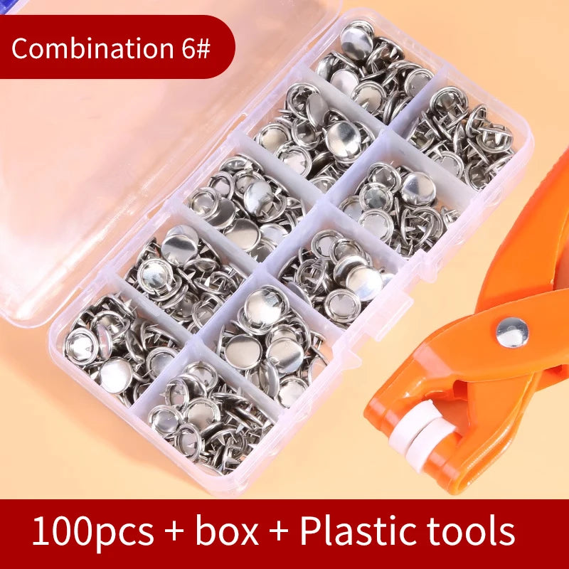 Snap Button Kit with Hand Pliers – 50pcs Metal Snaps for Sewing Stone's Store