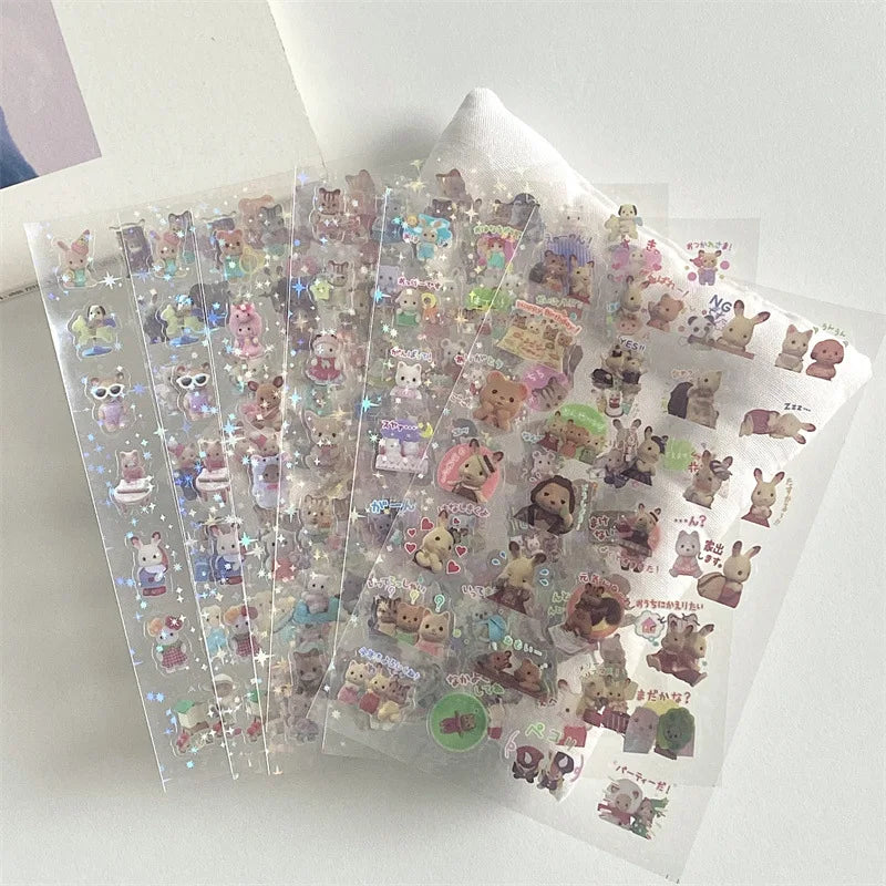 6pcs/10pcs Set Y2K Random Cute Glitter Laser Sticker for Phone Camera Luggage Journal Sticker Kawaii Decoration Sticker Gift
