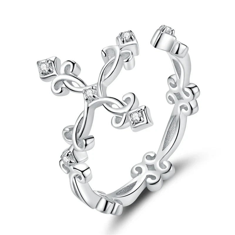 Adjustable Rings Real 925 Sterling Silver Stackable Engagement Zircon Open Size Rings For Women Jewelry
