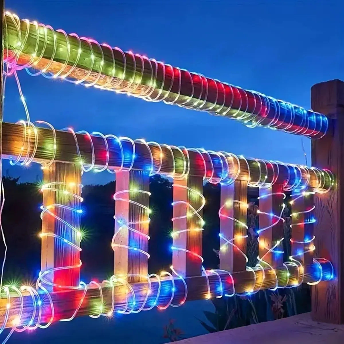 1pc Solar LED String Light 50LED Tube Rope String Lights With 8 Modes