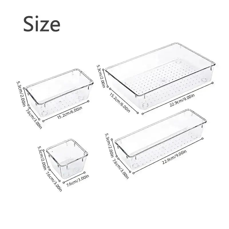 7/14 Pcs Drawer Organizers Set Clear Plastic Desk Dividers Bins