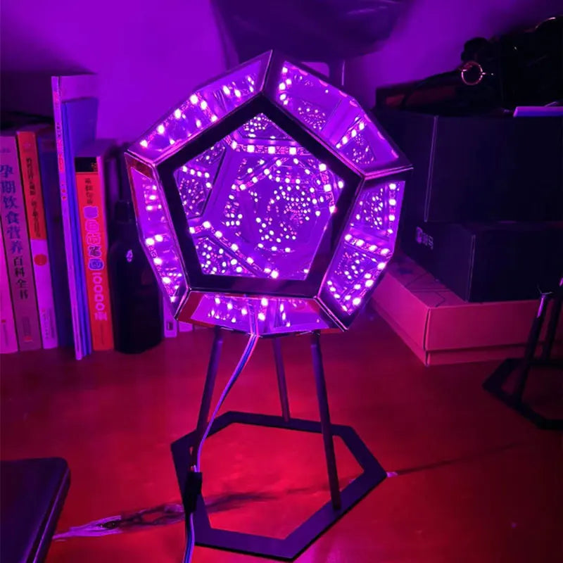 3D Cube Light Creative Cool Infinite Dodecahedron Nightlight Colorful Art Light USB Nightlight Girls Birthday Christmas Gift