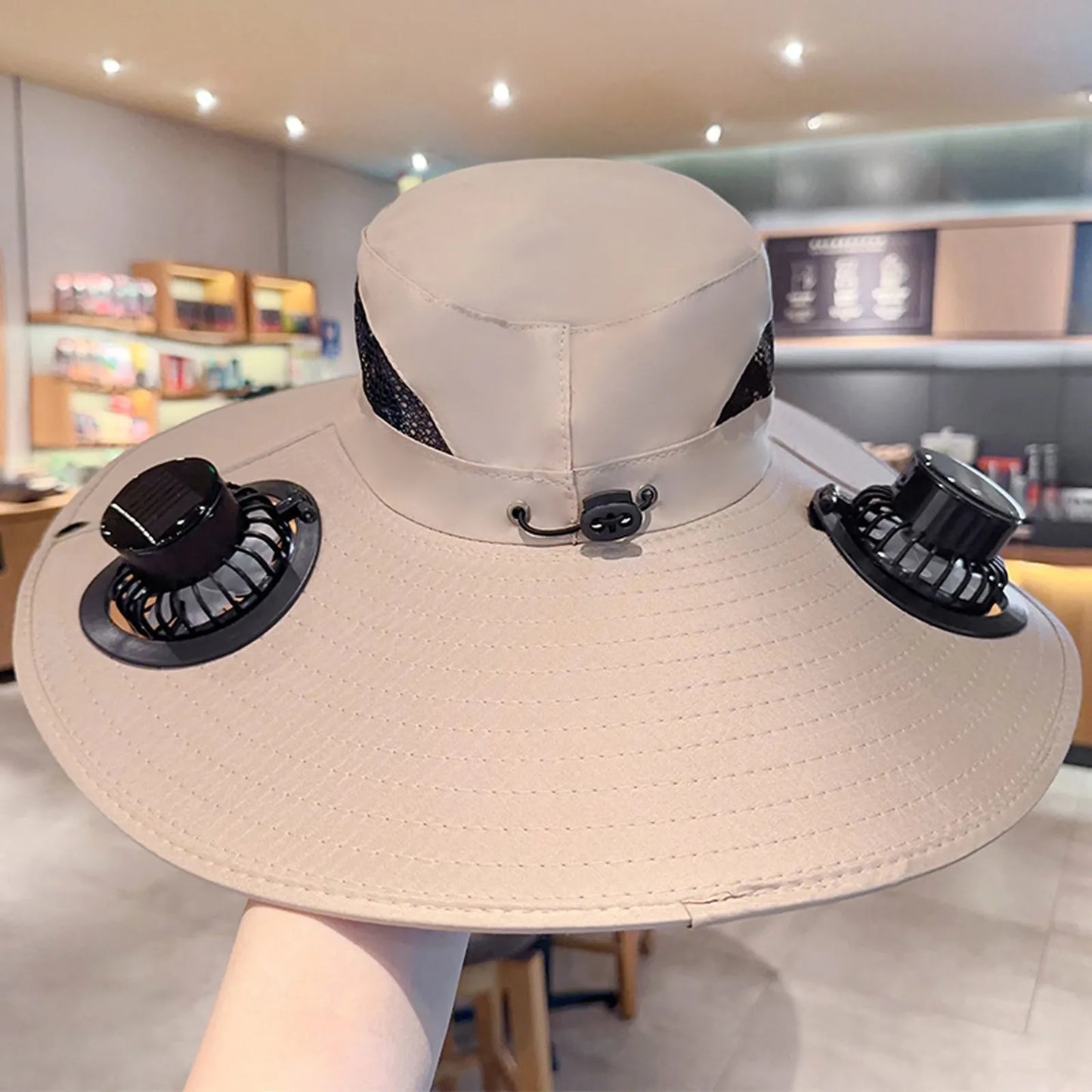 Multi-Function Solar Fan Sun Hat - Waterproof Fishing Hat with Built-In USB Charging & Wide Brim for UV/Heat Protection