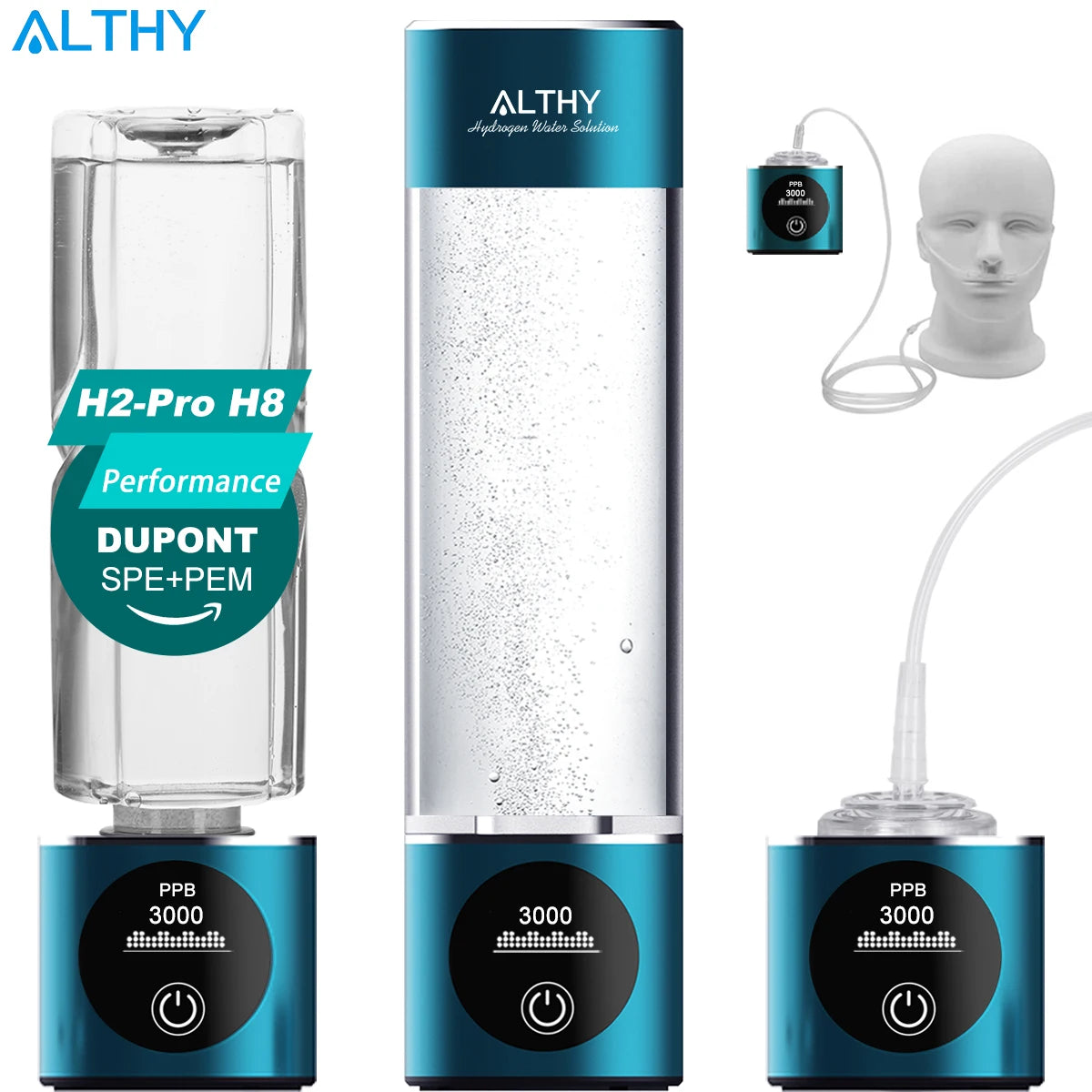 View details for ALTHY Hydrogen Water Generator Bottle DuPont SPE+PEM Dual Chamber