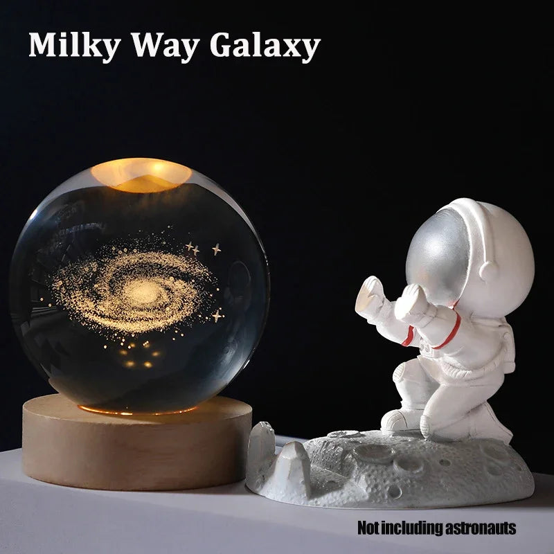 Crystal Ball Night Lights Glowing Sea Jellyfish Astronaut Table Lamp USB Atmosphere Lamp Table Decorations Kid Gifts Night Lamp