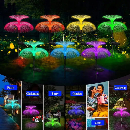 1-10pcs 7Color Changing Outdoor Lamp Solar Jellyfish Lights Waterproof