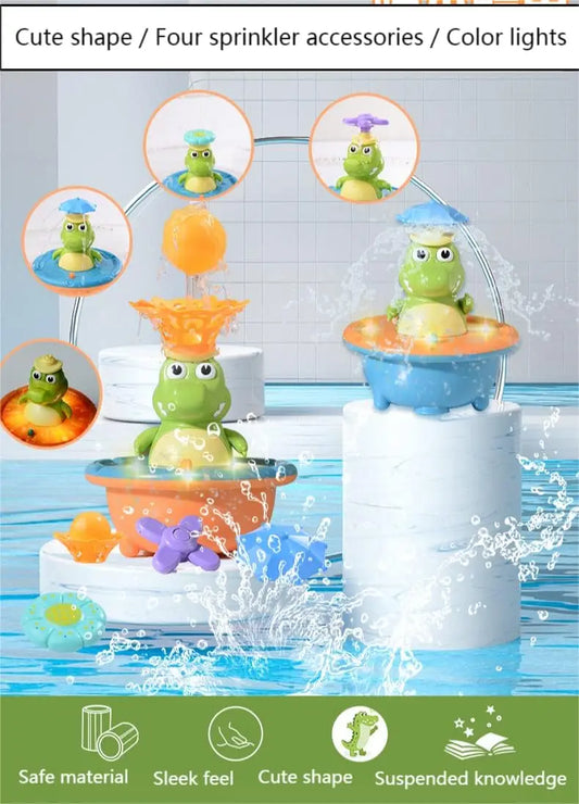 Crocodile Spray Water Toy with LED, Floating Wind Up , New Born Baby Bathtub Water fun Toys, Preschool Toddler gift,bathroom