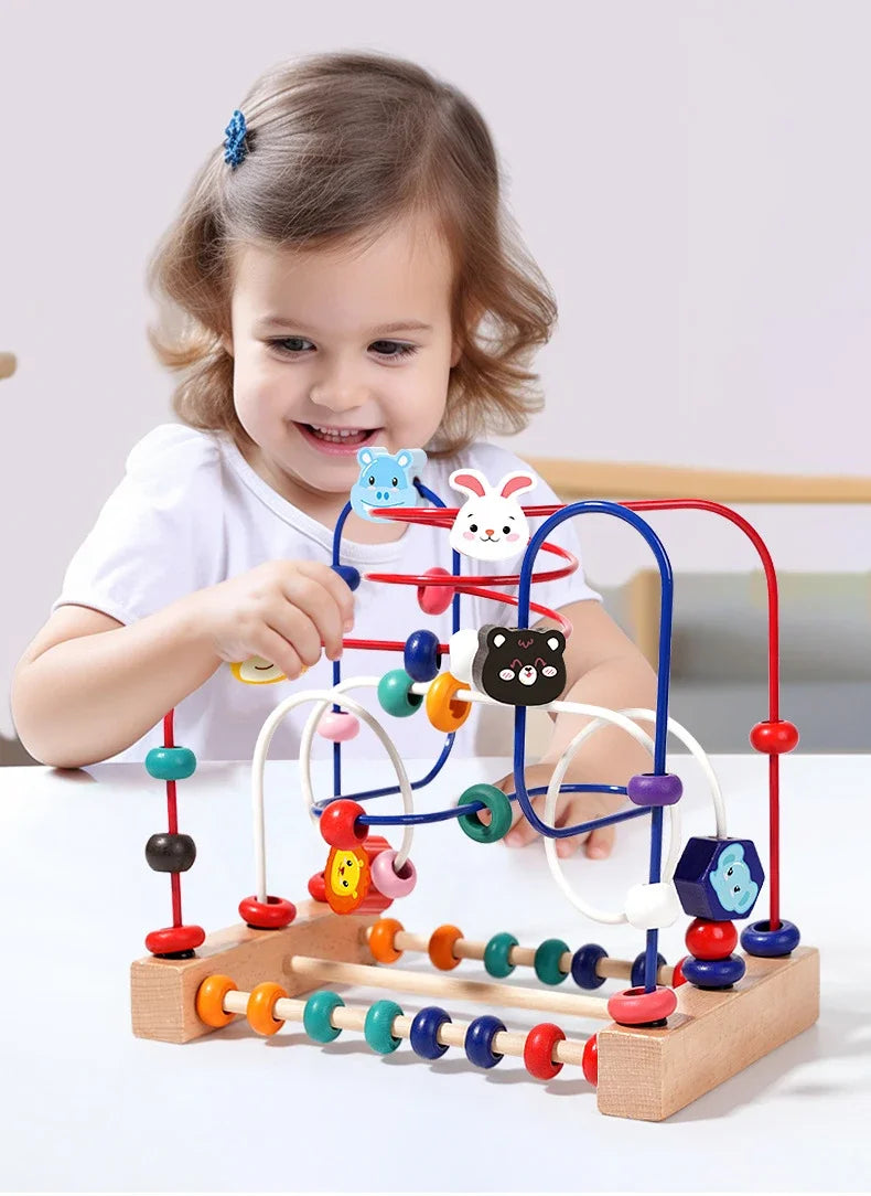 Montessori Baby Toys Wooden Bead Maze Roller Coaster Puzzle & Early Learning Toy for Toddlers