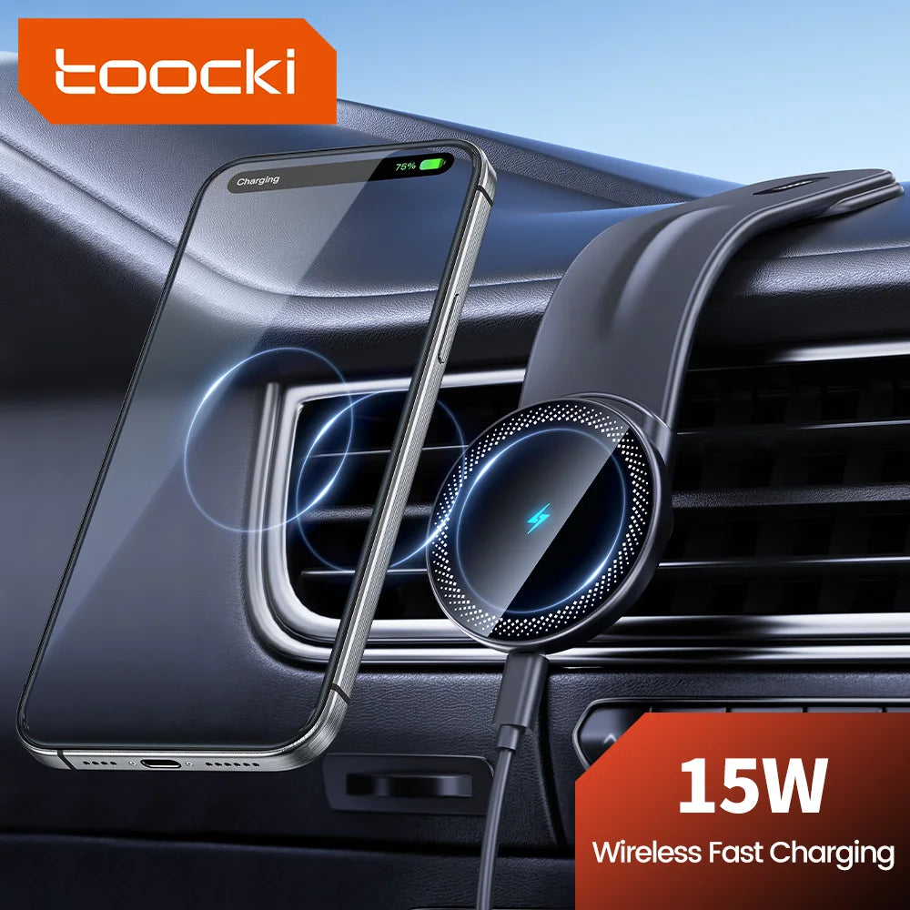 Toocki 15W Wireless Car Charger Bendable Magnetic Car Phone Holder for