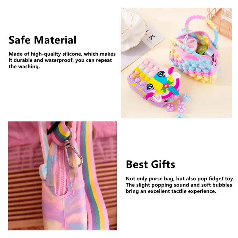 Pop Purse Silicone Sensory Push Pop Bubble Bag Crossbody Bag Antistress Toys Reliver Autism Handbag Coin Pouch for Kids Digitaling 2 Store