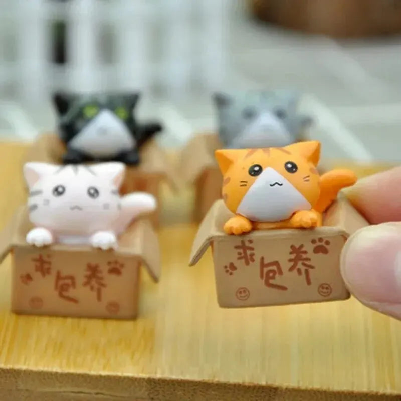 4pcs Mini Cat Ornament Garden Kitten Statue Gift For Kids Children