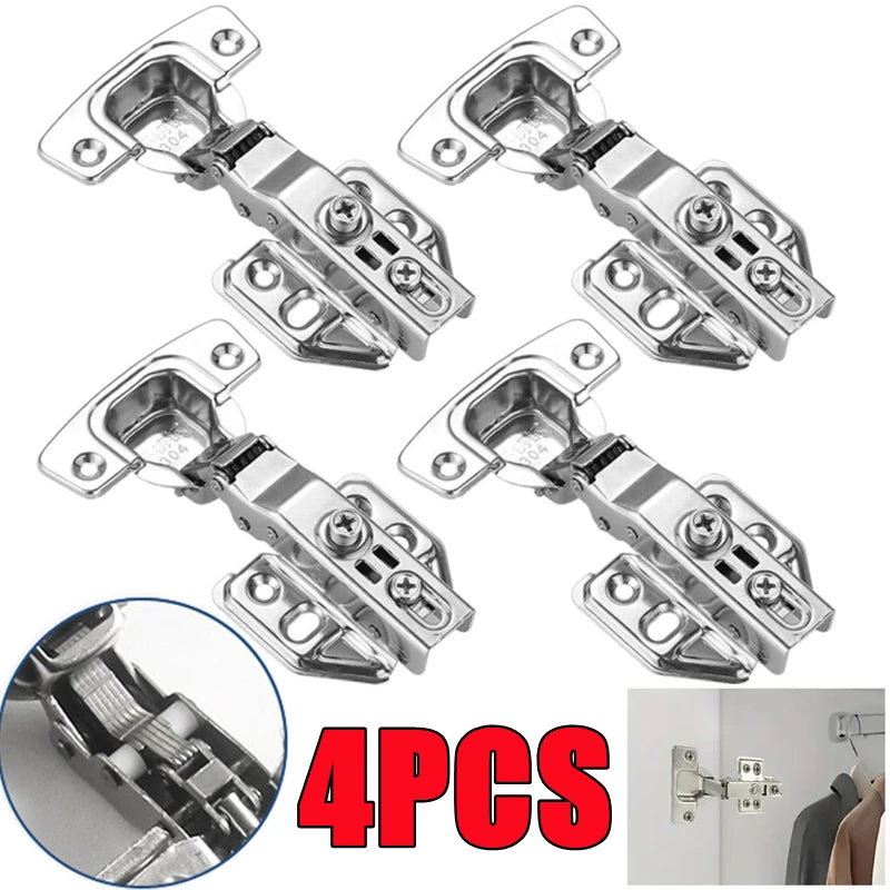 New 4/2/1Pc Stainless Steel Cabinet Door Hinges Hydraulic Damper