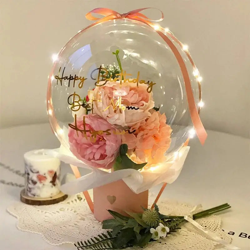 Large Wide Neck Transparent Bobo Balloon Flower Bouquet Doll Snack