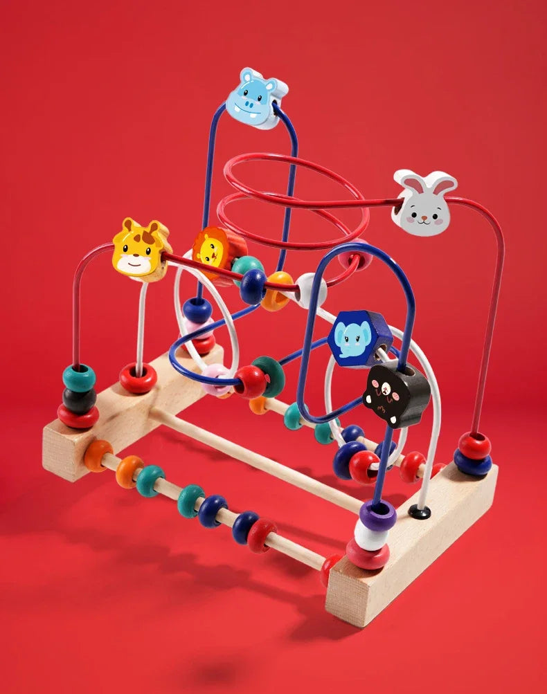 Montessori Baby Toys Wooden Bead Maze Roller Coaster Puzzle & Early Learning Toy for Toddlers