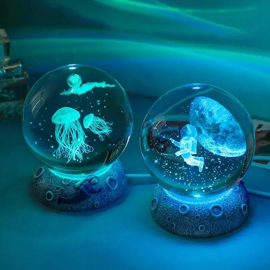 Crystal Ball Night Lights Glowing Sea Jellyfish Astronaut Table Lamp USB Atmosphere Lamp Table Decorations Kid Gifts Night Lamp Shop1103185580 Store