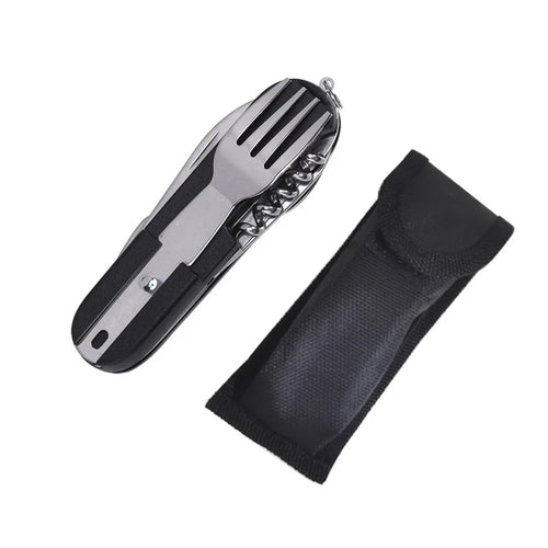 7 In 1 Camping Picnic Cutlery Knife Stainless Steel Fork Spoon Bottle